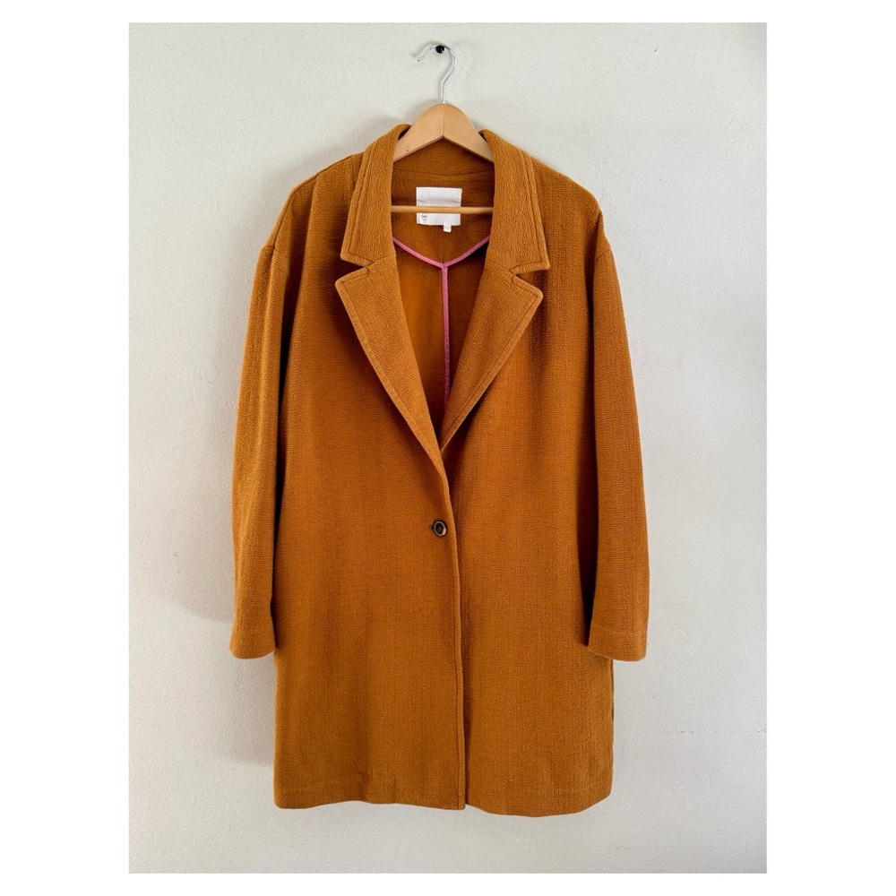 Anthropologie Corinthia Oversized Knit
Blazer  Woman Mustard Orange/Briwn
